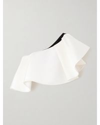 Carolina Herrera - Cropped One-Shoulder Ruffled Silk-Faille Top - Lyst