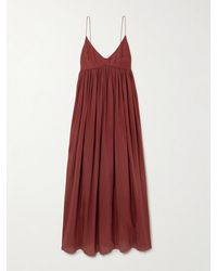 Matteau - Gathered Organic Cotton And Silk-Blend Maxi Dress - Lyst