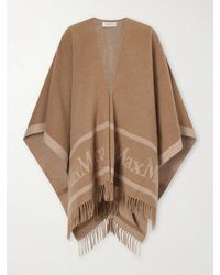 Max Mara - Fringed Wool-Jacquard Cape - Lyst
