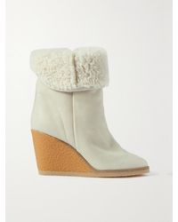 Isabel Marant - Totam Shearling-Lined Suede Wedge Ankle Boots - Lyst