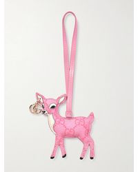 Gucci - Embellished Leather-Trimmed Coated-Canvas Bag Charm - Lyst