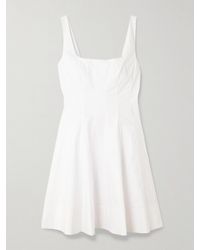 STAUD - Wells Pleated Cotton-Blend Poplin Mini Dress - Lyst