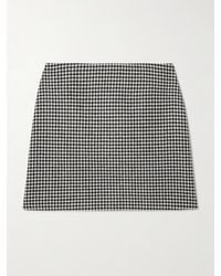 Blazé Milano - Coci Velvet-Trimmed Houndstooth Wool Mini Skirt - Lyst