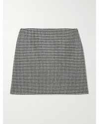 Blazé Milano - Coci Velvet-Trimmed Houndstooth Wool Mini Skirt - Lyst