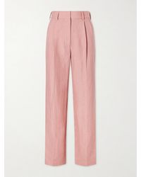 Blazé Milano - Sun Fox Pleated Linen Straight-Leg Pants - Lyst