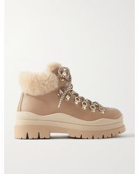 Bogner - Arosa Shearling-Trimmed Textured-Leather Hiking Boots - Lyst