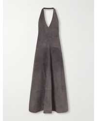 St. Agni - Paneled Suede Halter Midi Dress - Lyst