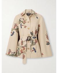 Etro - Cape-Effect Belted Printed Cotton-Blend Twill Jacket - Lyst