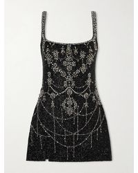 Clio Peppiatt - Crystal-Embellished Beaded Mesh Mini Dress - Lyst