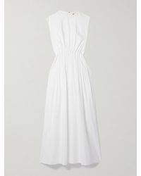 KHAITE - Robe Midi En Popeline De Coton À Plis Nervures Wes - Lyst