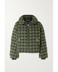 Perfect Moment Polar Flare Houndstooth Quilted Fleece Down Ski Jacket - Green