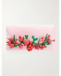 Aquazzura - Botanica Embellished Raffia Clutch - Lyst