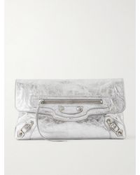 Balenciaga - Le City Crinkled-Leather Clutch - Lyst