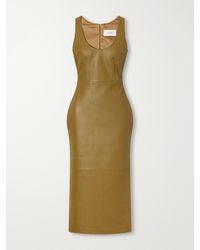 Alex Perry - Darted Paneled Leather Midi Dress - Lyst