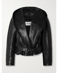 Alaïa - Hooded Leather Biker Jacket - Lyst
