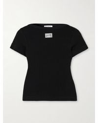 Jean Paul Gaultier - Verkürztes T-Shirt Aus Gerippter Baumwolle Mit Applikation - Lyst