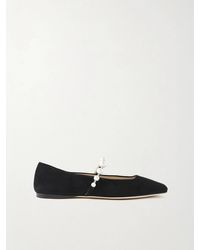 Jimmy Choo - Women Suede W/ Pearls Flat - Lyst