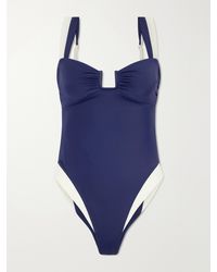 Away That Day - Cannes Two-Tone Gathered Recycled Stretch Swimsuit - Lyst