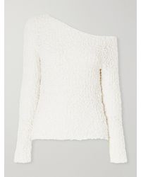 The Elder Statesman - Vine Off-The-Shoulder Cotton-Blend Bouclé Sweater - Lyst