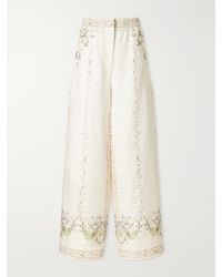 Agua Bendita - Tota Anhelo Floral-Printed Linen Straight-Leg Pants - Lyst