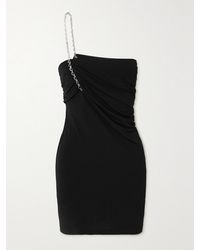 Givenchy - One-Shoulder Chain-Embellished Stretch-Jersey And Mesh Mini Dress - Lyst