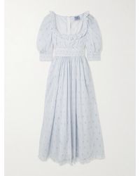 Thierry Colson - Yolande Ruffled Floral-Print Cotton-Voile Midi Dress - Lyst