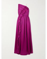 Ulla Johnson - Aisha One-Shoulder Pintucked Ruffled Silk Chiffon Gown - Lyst