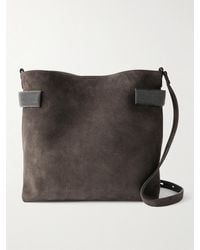 Brunello Cucinelli - Bead-Embellished Suede Shoulder Bag - Lyst