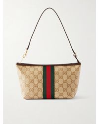 Gucci - Mini Leather And Webbing-Trimmed Coated-Canvas Shoulder Bag - Lyst