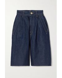 Goldsign The Pieced Pocket Pleated Denim Shorts - Blue