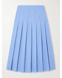 Gucci - Pleated Cotton Oxford-Jacquard Midi Skirt - Lyst