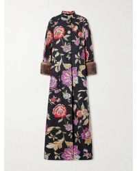 Valentino Garavani - Shearling-Trimmed Wool-Blend Floral-Brocade Coat - Lyst