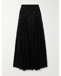 Loretta Caponi - Griselda Tiered Tulle And Lace Maxi Skirt - Lyst