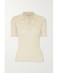 Bottega Veneta Polohemd Aus Gerippter Wolle Mit Rüschen - Natur