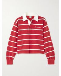 Sporty & Rich - Serif Rugby Logo-Embroidered Striped Cotton-Jersey Polo Shirt - Lyst