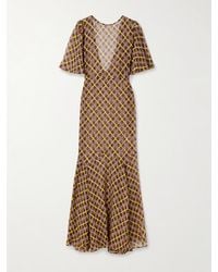 Bode - Cattail Printed Silk-Blend Chiffon Gown - Lyst