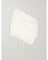Posse - Darya One-Shoulder Lace-Trimmed Linen And Cotton-Blend Top - Lyst