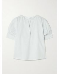 FRAME - Bluse Aus Einer Baumwoll-Leinenmischung Mit Nadelstreifen - Lyst