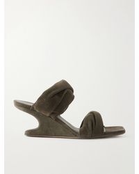 Rick Owens - Twisted Cantilever Suede Wedge Mules - Lyst