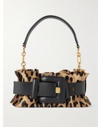 Balmain - Anthem Mini Buckled Leather And Leopard-Print Calf Hair Shoulder Bag - Lyst