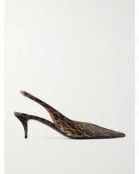 AMINA MUADDI - Anok 55 Snake-Embossed Leather Kitten Heel Slingback Pumps - Lyst
