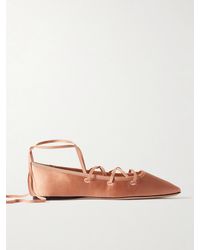 Loeffler Randall - Louisa Lace-Up Satin Ballet Flats - Lyst
