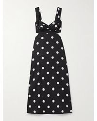 Zimmermann - Crush Midikleid Aus Leinen Mit Polka-Dots, Falten Und Cut-Out - Lyst