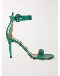 Gianvito Rossi - Portofino 85 Metallic Leather Sandals - Lyst