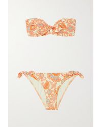 Zimmermann Peggy Bandeau-bikini Mit Paisley-print - Orange