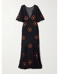 Bode - Robe Longue En Mousseline De Soie À Appliqués Zoetrope - Lyst