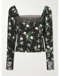 Dolce & Gabbana - Floral-Print Lace-Trimmed Silk-Blend Top - Lyst