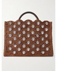 Rabanne - Embellished Sac A Main Raffia Tote Bag - Lyst