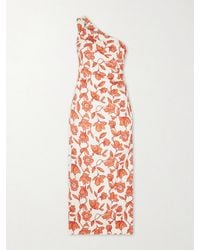 SIR. - Chloe One-Shoulder Floral-Print Linen-Blend Midi Dress - Lyst
