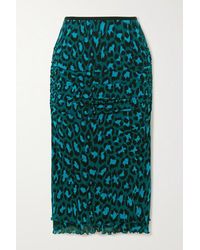 Diane von Furstenberg Elaine Midirock Aus Stretch-jersey Mit Leopardenprint Und Raffung - Blau